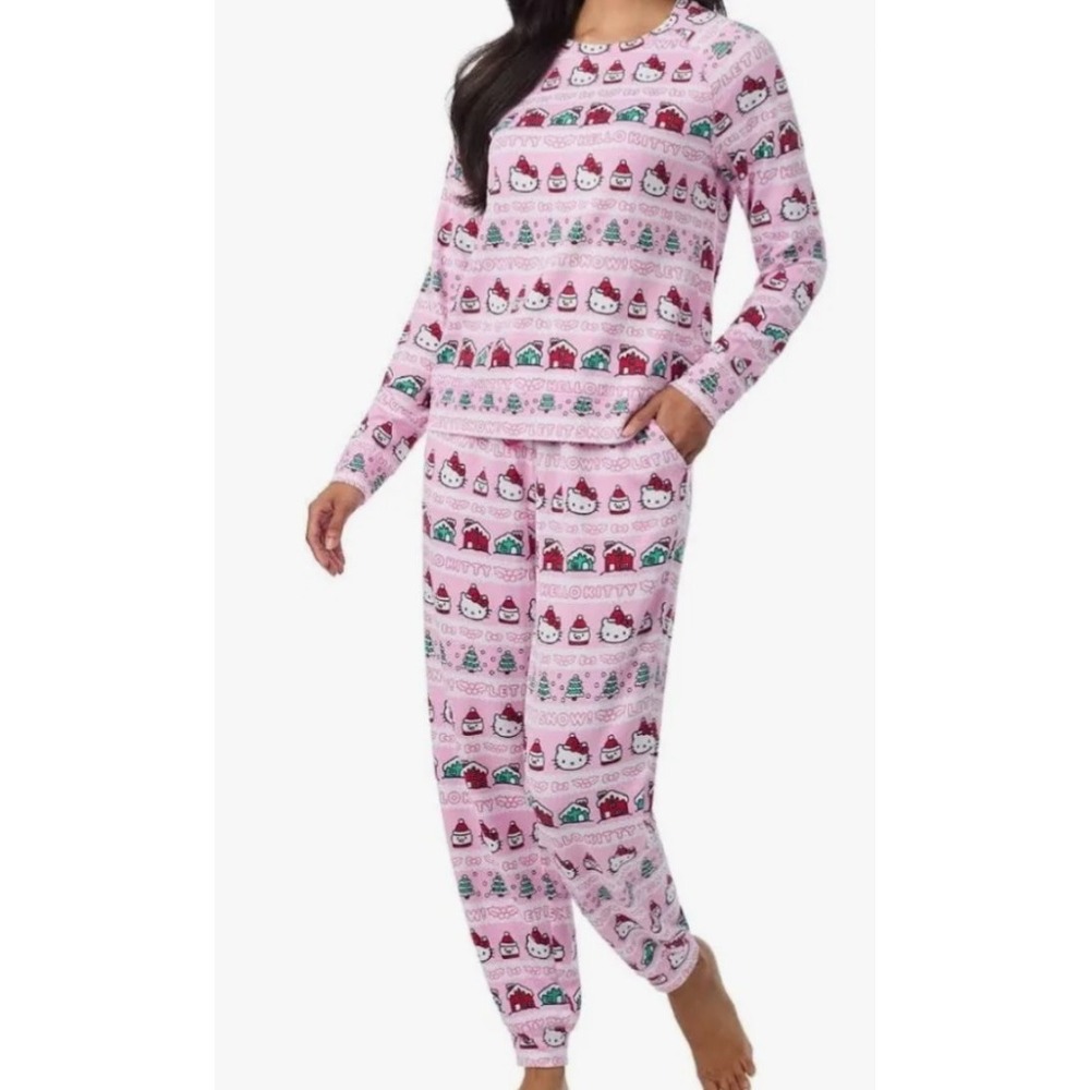 Women's Hello Kitty Pj Set Sleep Wear size L Soft And Comfy Christmas NEW